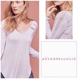 Anthropologie Lavender Lace Line Crochet Top
